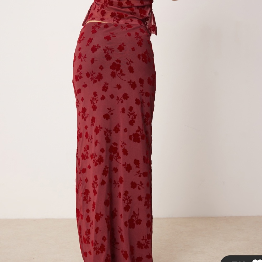 Red Floral Maxi Skirt